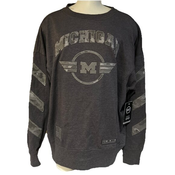 NEW Michigan Wolverines Colosseum OHT Camo Crew Neck Sweatshirt Women's M - Picture 1 of 9